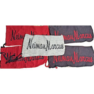 Neiman Marcus Shoes Dust Bags Lot of 5 Red Black Logo Clean Unused Drawstring
